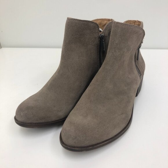 Lucky Brand Shoes - Lucky Brand Basel Mid Bootie Suede Women's Size 7.5 Taupe Leather